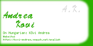 andrea kovi business card