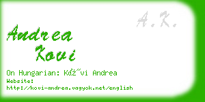 andrea kovi business card